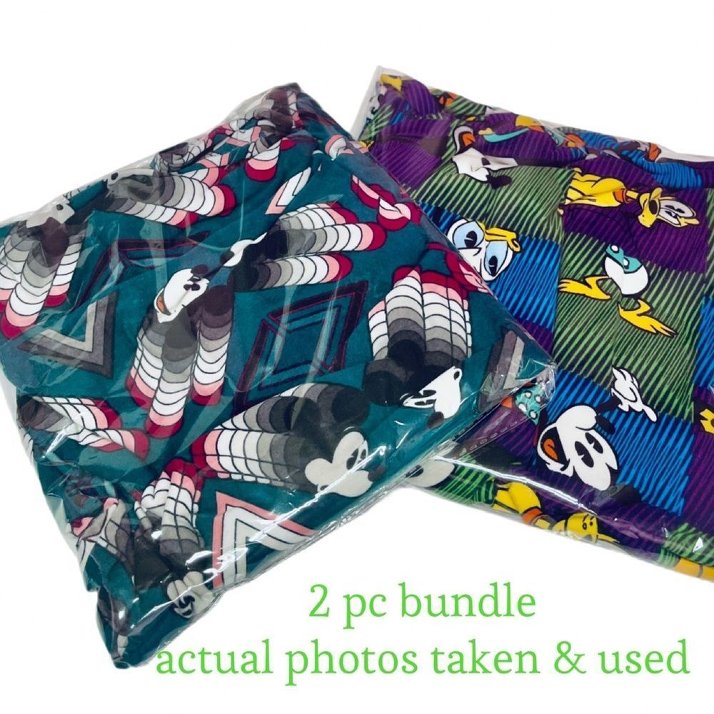 EUC LuLaRoe Tall & Curvy 2 Pc Leggings Mickey & Friends Bundle Actual Photos 📸